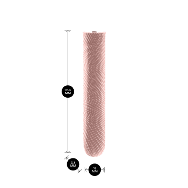 Ploom AURA Rose Gold Genişləndirilmiş Naxış Ön Panel məhsul ölçüləri ilə göstərilir: hündürlük 9.65 sm x en 3.30 sm və qalınlıq 1.80 sm
