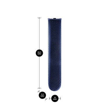 Ploom AURA Navy Blue Genişləndirilmiş Naxış Ön Panel məhsul ölçüləri ilə göstərilir: hündürlük 9.65 sm x en 3.30 sm və qalınlıq 1.80 sm