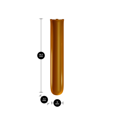 Məhsul ölçüləri ilə göstərilən Ploom AURA Mango Sorbet Ön Panel: hündürlük 9.65 sm x en 3.30 sm və qalınlıq 1.80 sm
