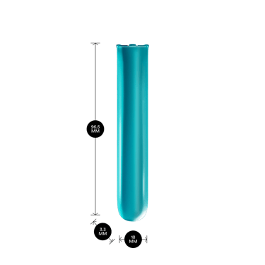 Məhsul ölçüləri ilə göstərilən Ploom AURA Ocean Blue Ön Panel: hündürlük 9.65 sm x en 3.30 sm və qalınlıq 1.80 sm
