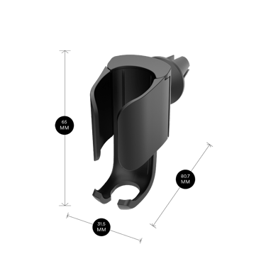 Ploom Avtomobil Tutucağı aksesuarının ölçüləri: hündürlük 65 mm x eni 31.5 mm x dərinlik 80.7 mm
