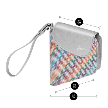 Ploom Çoxrəngli Naxışlı Kətan İkili daşıma qabı məhsul ölçüləri ilə göstərilir: hündürlük 10.2 sm x en 2.2 sm və qalınlıq 2.2 sm
