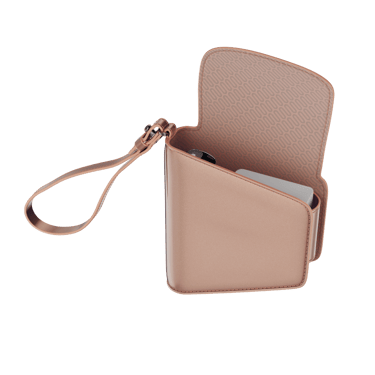 Lateral view of a Rose Gold Duo Carry Case with Ploom AURA device and sticks (not included)