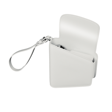 Lateral view of a White Glacier Duo Carry Case with Ploom AURA device and sticks (not included)