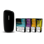 Ploom X Advanced starter paketi: Black Ploom cihazı, Azure, Purple, Gold, Baize çubuqları Sobranie