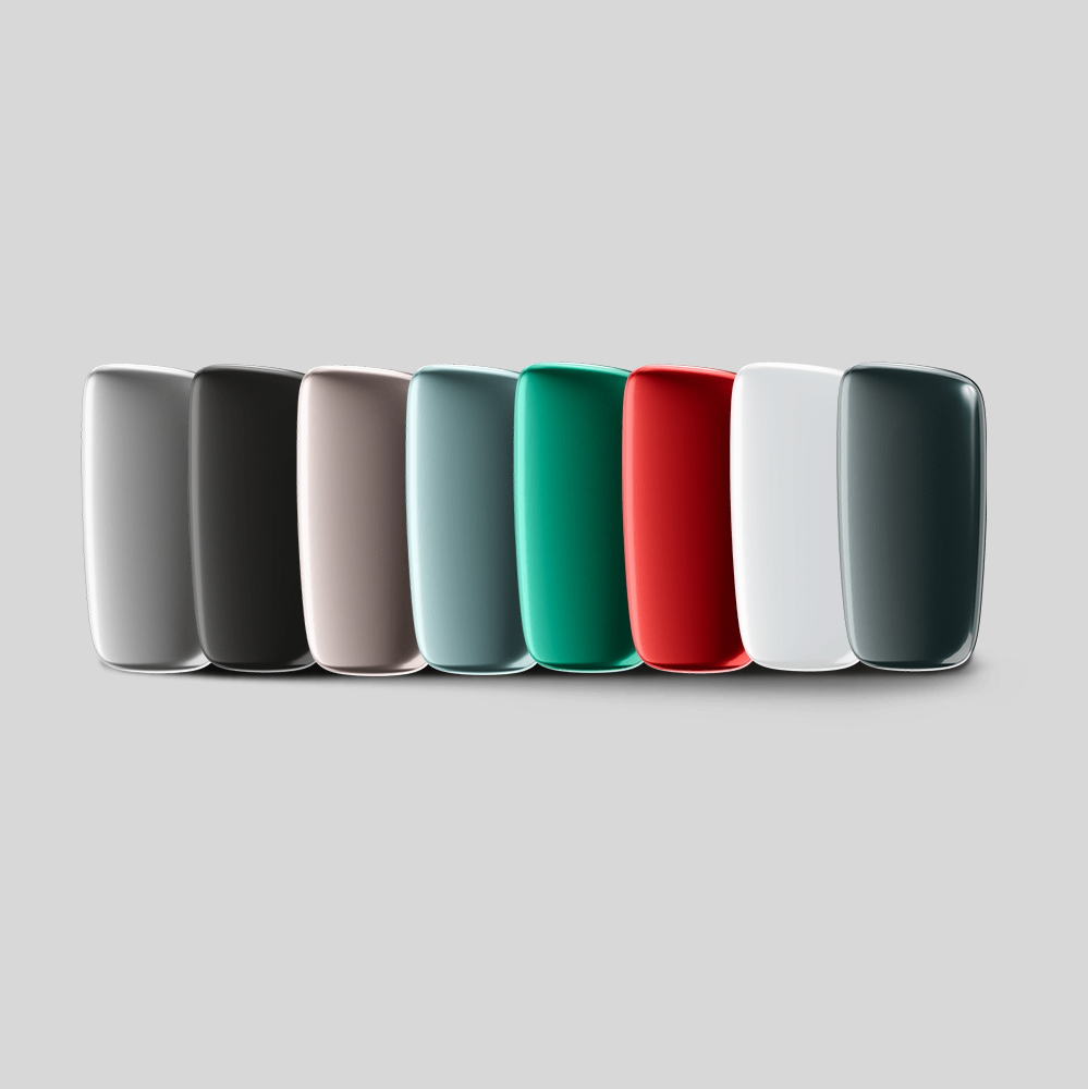 Ploom X Advanced front panels: Silver, Black, Rose Diamond Powder, Aqua Green, Amazon Green, Lava Red, Cotton White, Deep Water Green