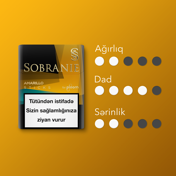 Ploom üçün Sobranie Amarillo çubuqlarının xüsusiyyətləri
