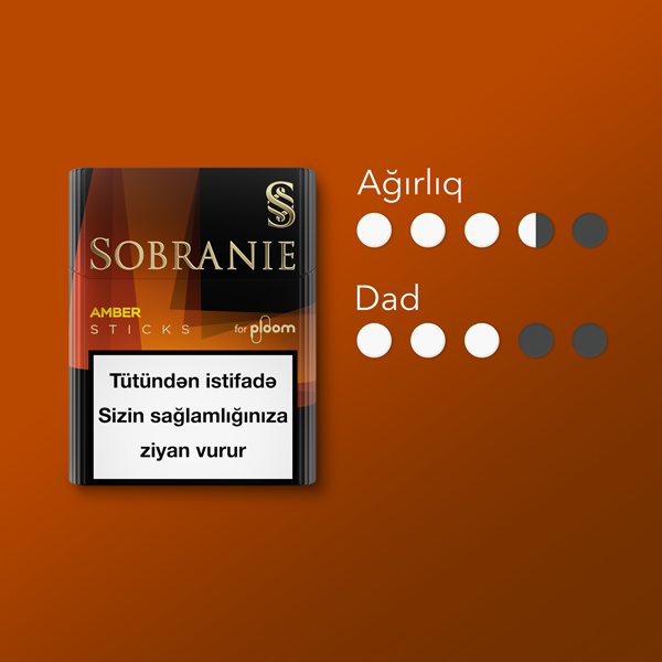 Ploom üçün Sobranie Amber çubuqlarının xüsusiyyətləri
