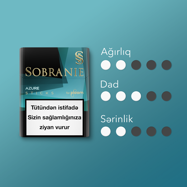 Ploom üçün Sobranie Azure çubuqlarının xüsusiyyətləri
