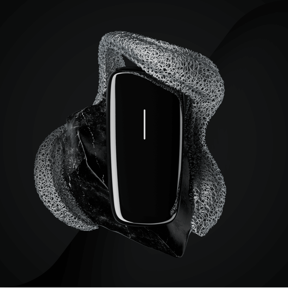 Qara fon üzərində Ploom X Advanced Black ön panelinin vizualı