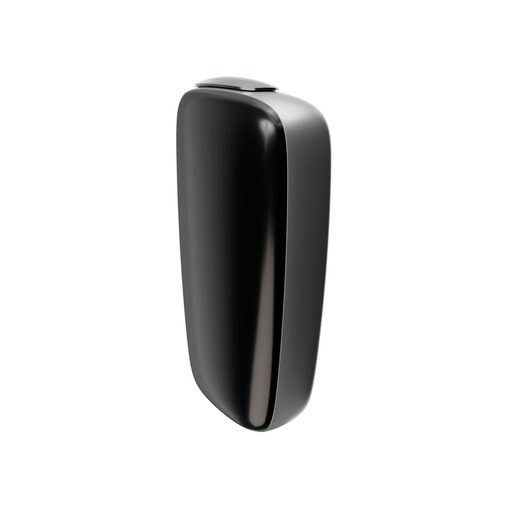 Ploom X Advanced front panel slate grey side facing, shown on device
