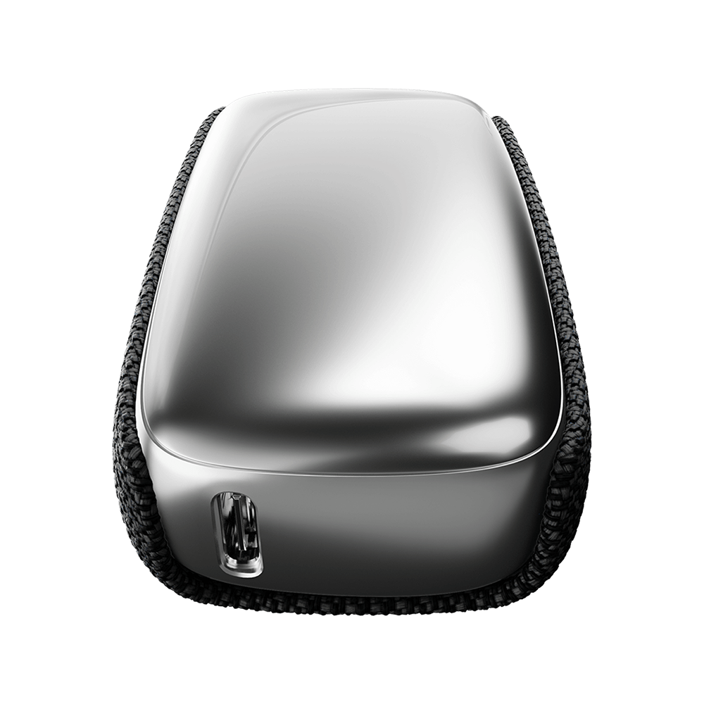 Ploom X Advanced fabric back cover black shown on device
