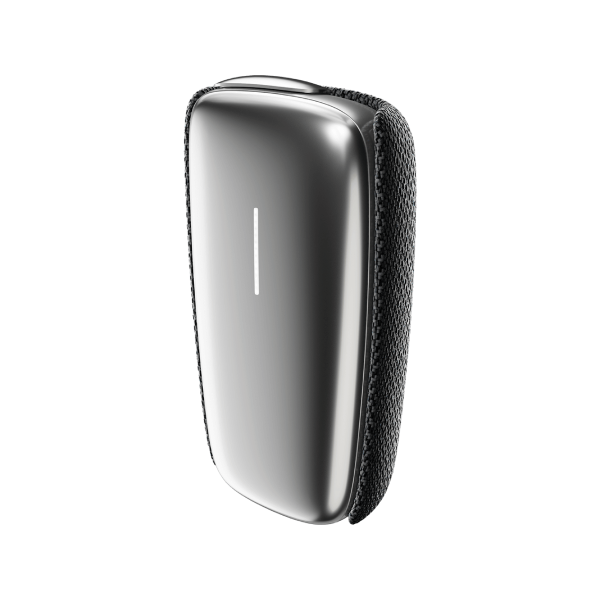 Ploom X Advanced fabric back cover black shown on device from the front of the device
