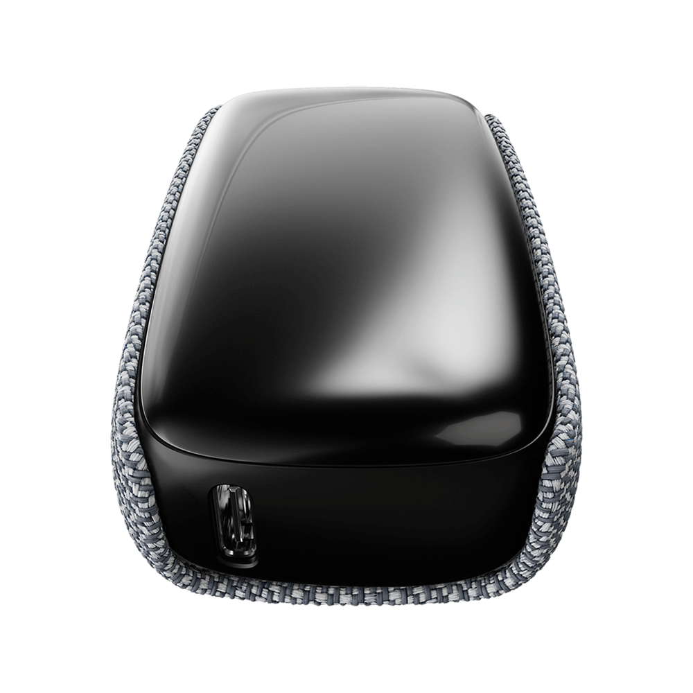 Ploom X Advanced fabric back cover grey shown on device
