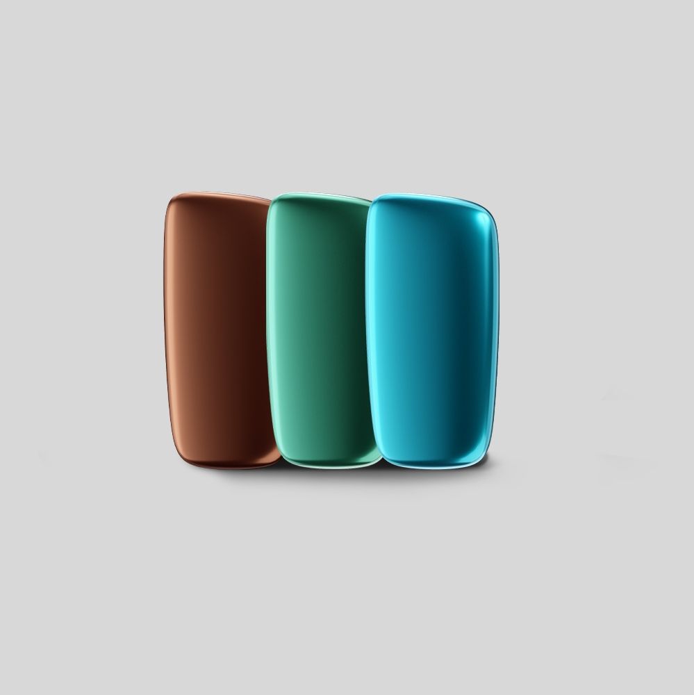 Ploom X Advanced ön panelləri: Bronze Glaze, Amazon Green, Ocean Blue