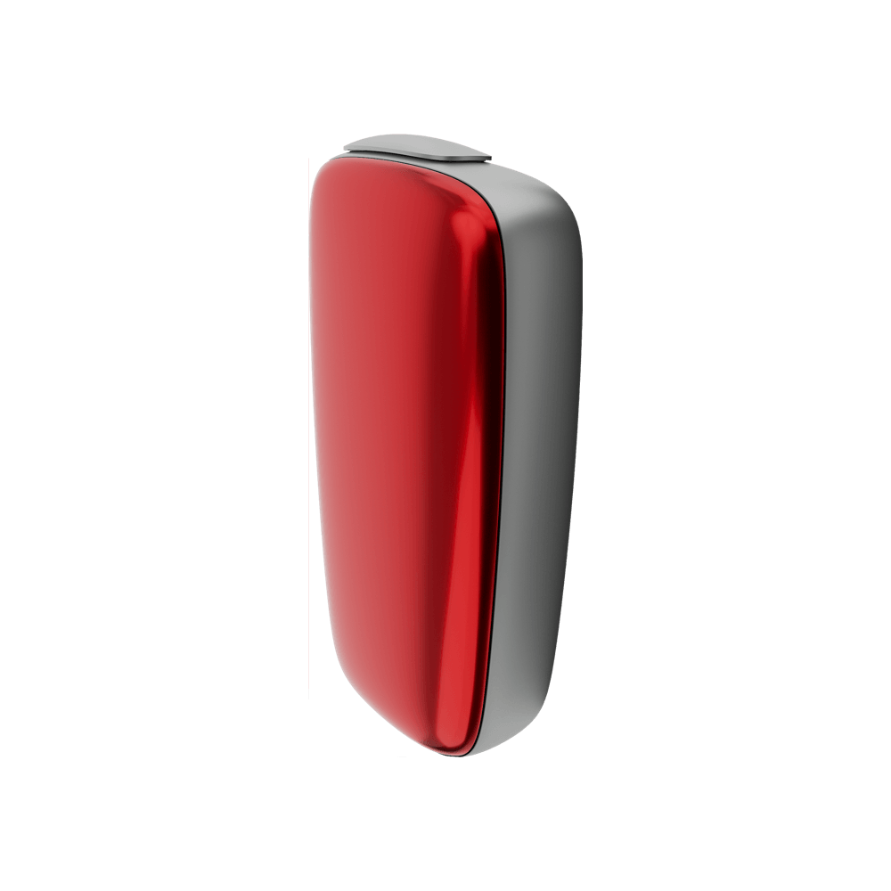 Ploom X Advanced Lava Red ön panelinin yan görünüşü cihazda göstərilir